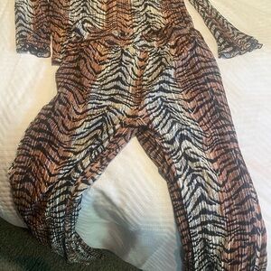 Tiger Print Pleated Playsuit Jumpsuit by Dressed in LALA size XL